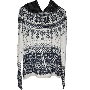 Blumin Black White Colorful Lightweight Long Sleeve Sequins Hoodie Top Size 1XL